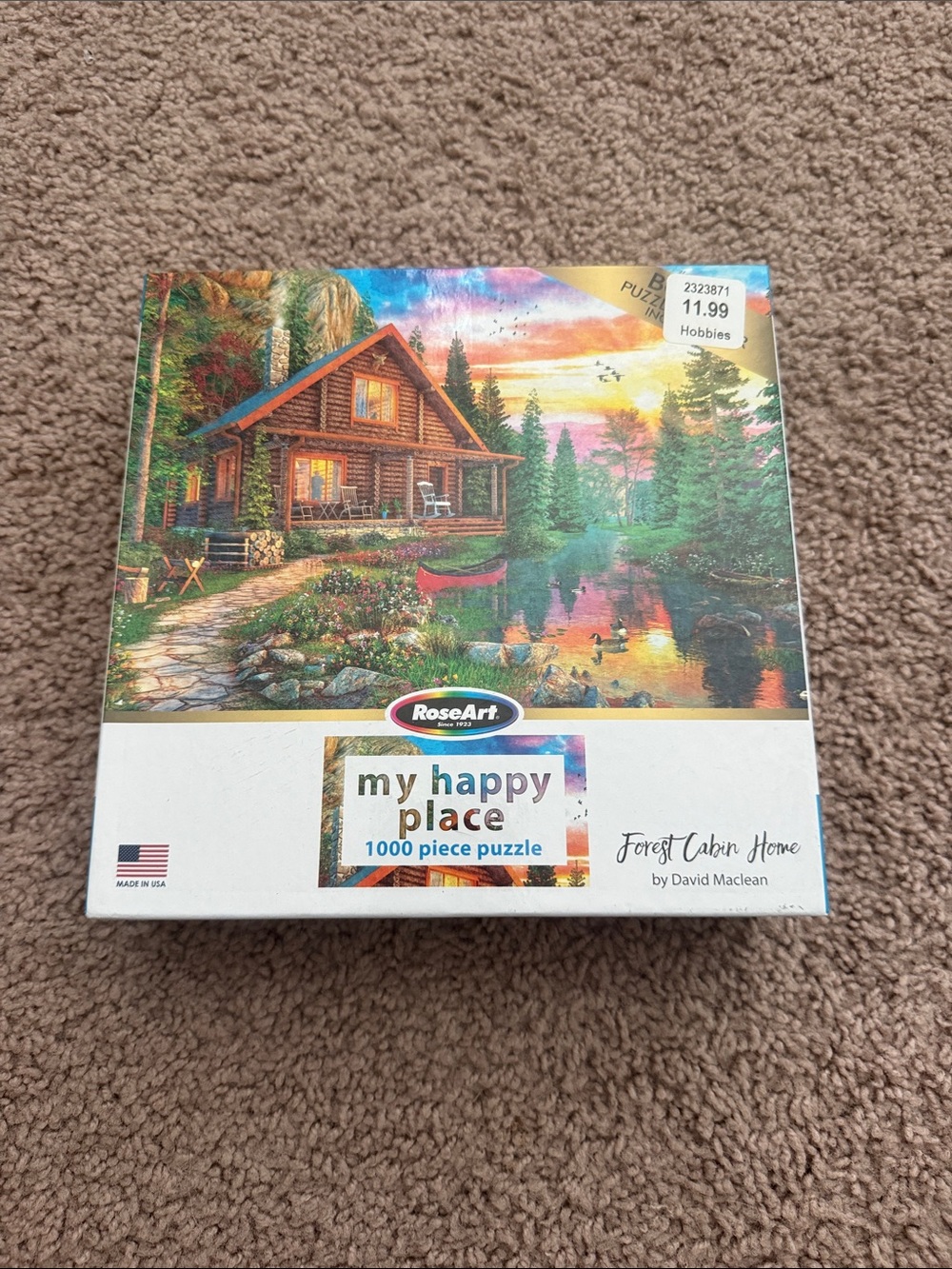 RoseArt "My Happy Place" 1000-Piece Puzzle - Forest Cabin Home